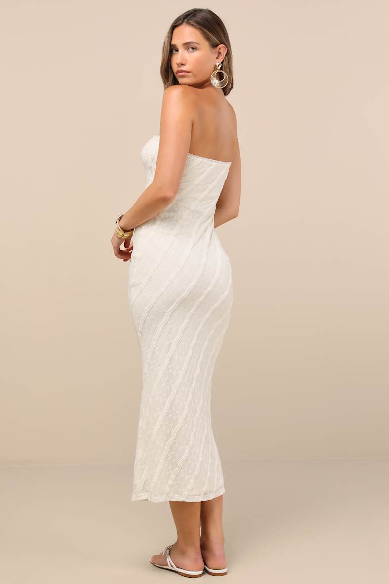 Matilde Ivory Textured Knit Bodycon Midi Dress