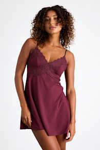Absolutely Enchanting Plum Lace Lingerie Slip 1