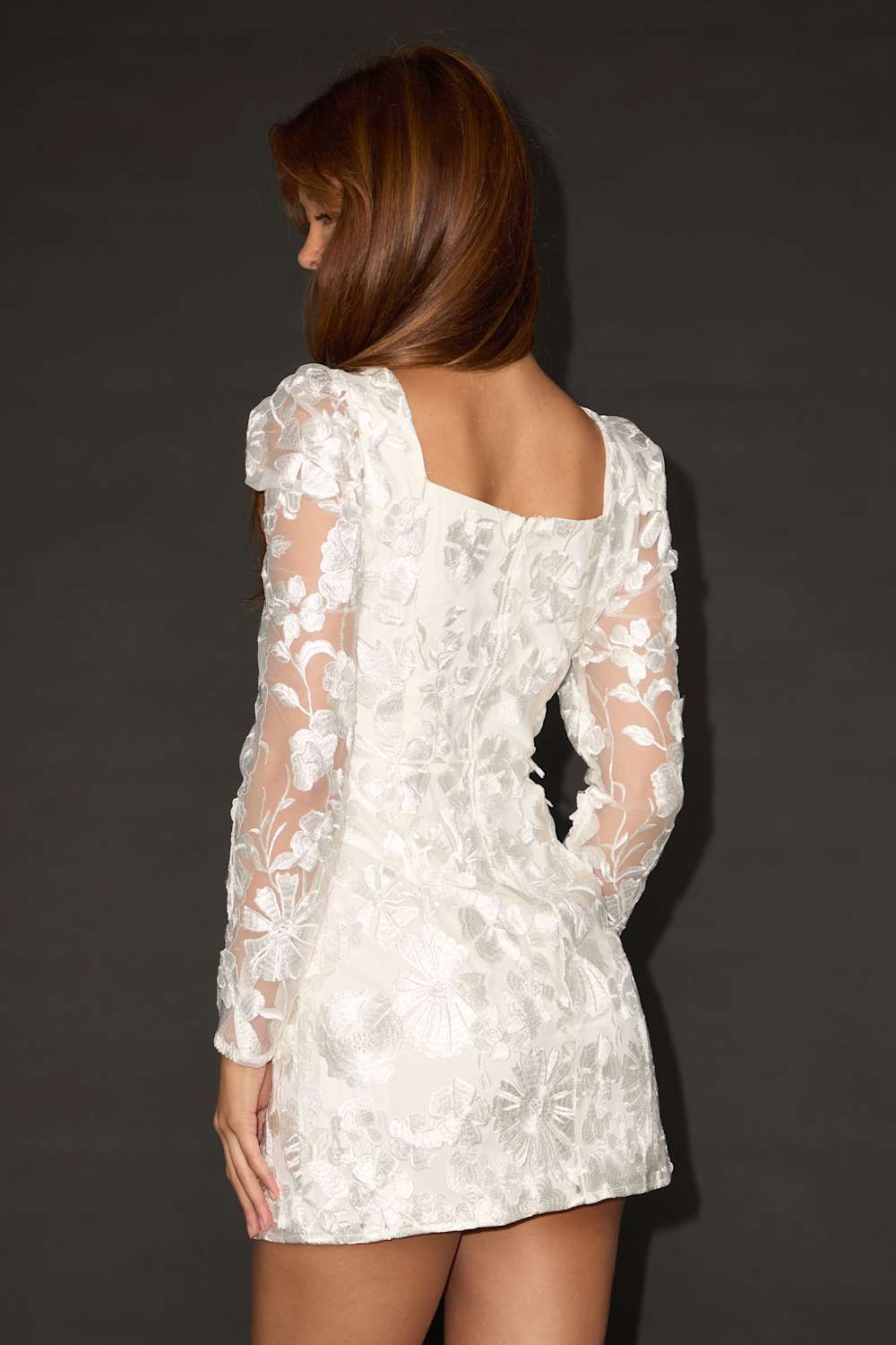 Masterfully Eloquent White 3D Floral Mini Dress
