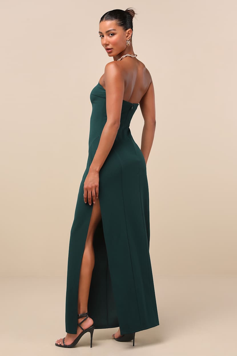 dark green strapless maxi dress Dark Green Maxi Dress - Column Maxi Dress - Strapless Dress