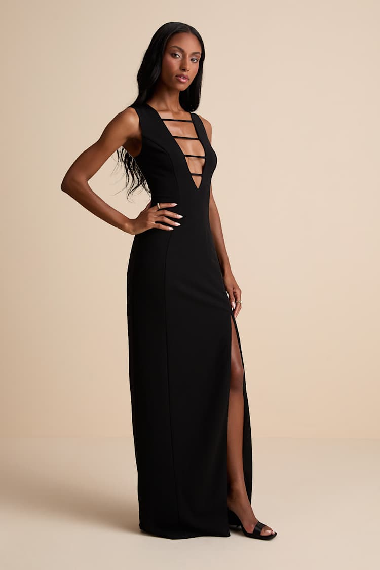 Black Cutout Sleeveless Maxi Dress | Womens | Medium (Available in XS, S, L, XL) | 100% Polyester | Lulus