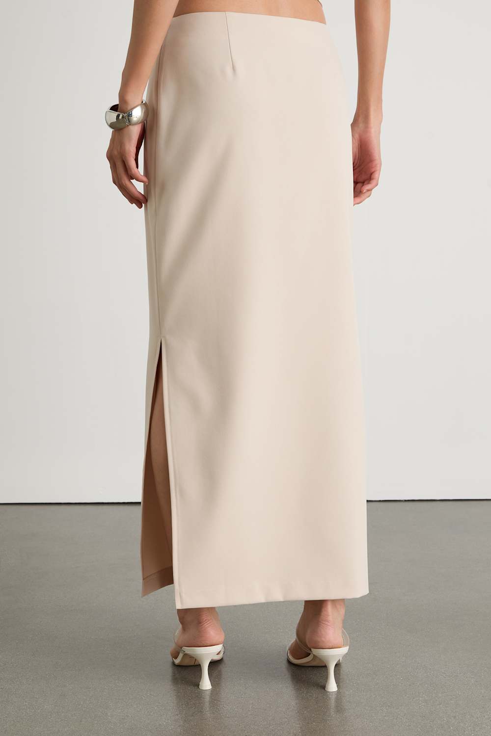 Virginia Beige Low-Rise Midi Skirt