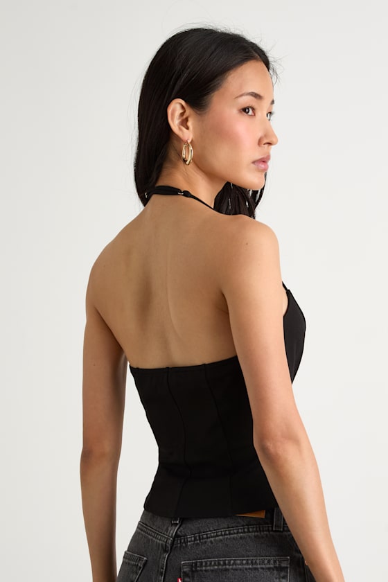 Renan Black Halter Neck Top 2