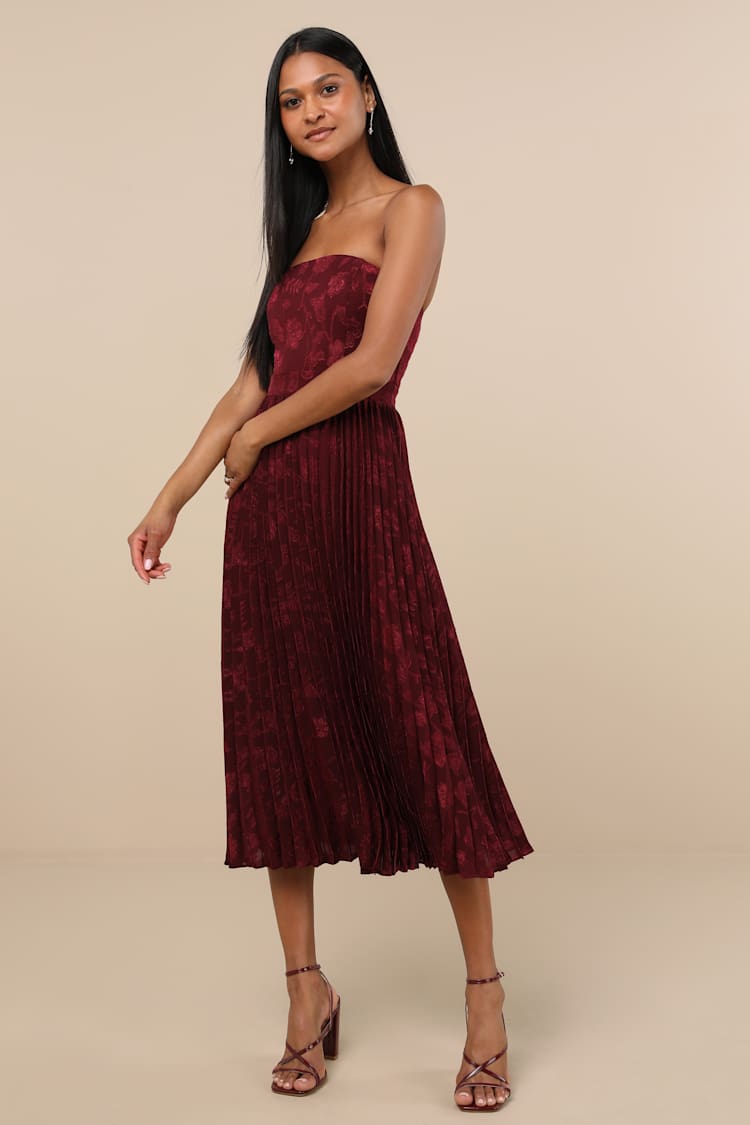 knee length dresses for ladies Carter Strapless Midi Dress - Pink Floral main image 0