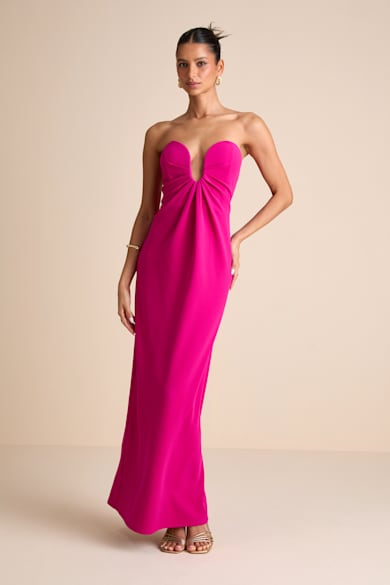 bridesmaid dresses with sleeves Zapaka Women Fuchsia Bridesmaid Dress with Slit A Line Chiffon Long Wedding  Guest Dress – ZAPAKA UK main image 1