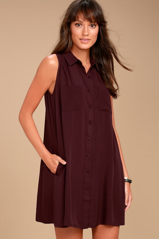 plum shirt dress Lane Midi Dress Midnight Plum / XS