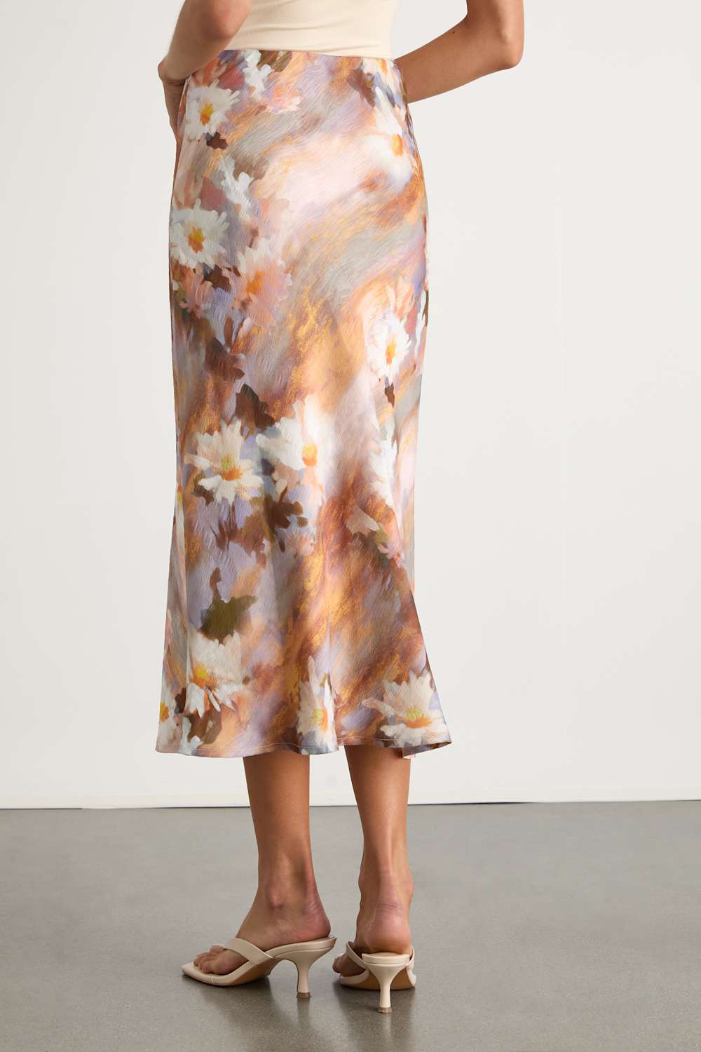 Shalia Multi Abstract Floral Midi Skirt