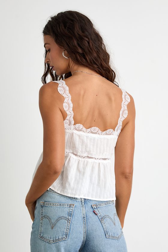 Yanika Ivory Eyelet Lace Tank Top - thumbnail 3
