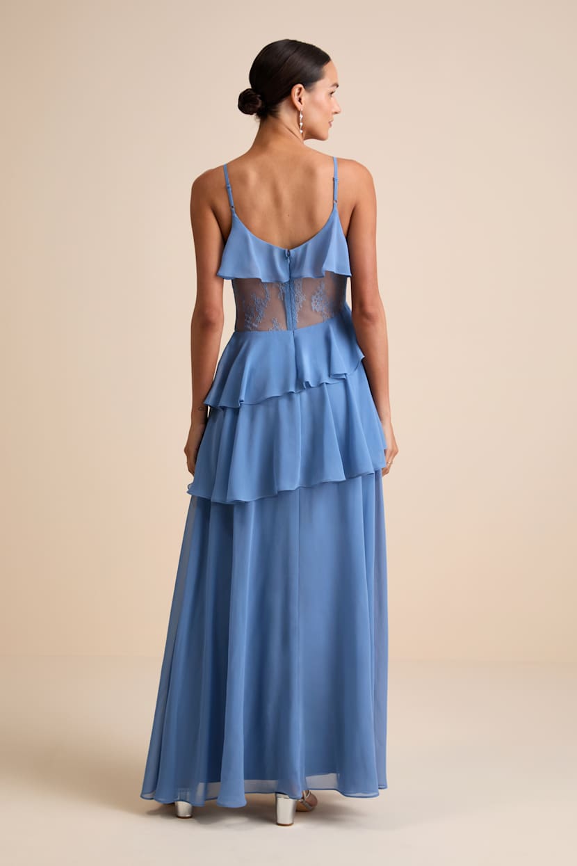 knee length dresses for ladies Fabulous Dusty Blue A-Line Strapless Off-The-Shoulder Long Lace Mother –  misshow.com