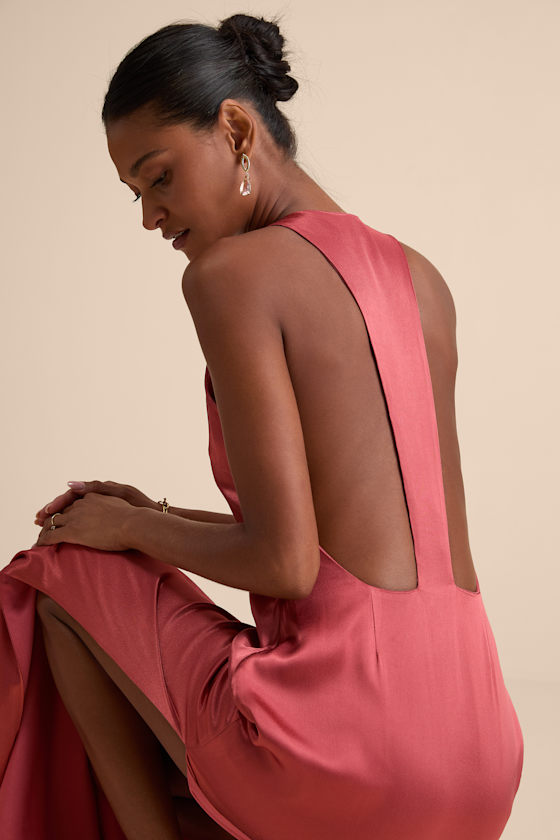 Image of Organa Rusty Rose Satin Racerback Maxi Dress