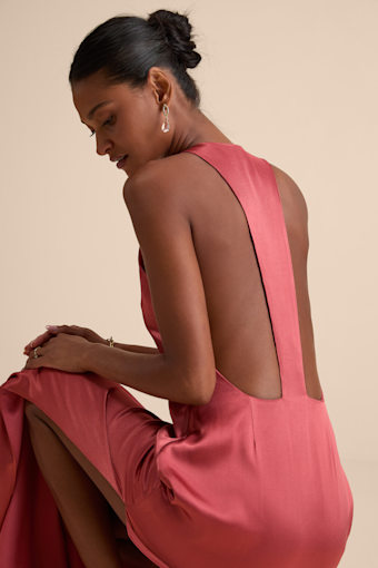 Organa Rusty Rose Satin Racerback Maxi Dress 1
