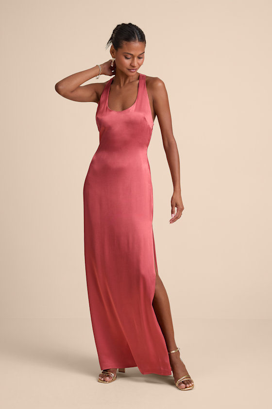 Organa Rusty Rose Satin Racerback Maxi Dress 2