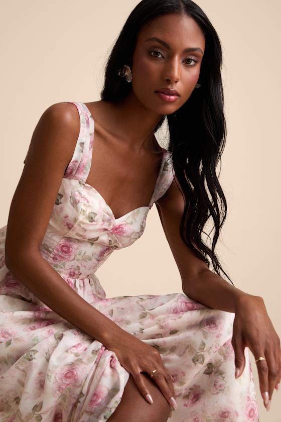 Evelise Cream Floral Sleeveless Maxi Dress 2