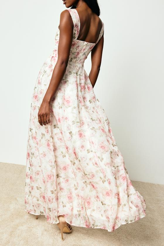 Evelise Cream Floral Sleeveless Maxi Dress 4