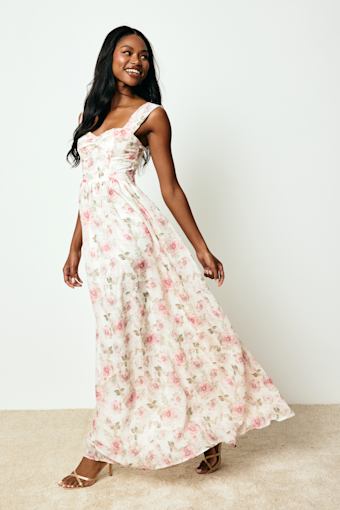Evelise Cream Floral Sleeveless Maxi Dress 5