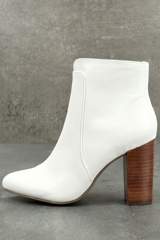 white booties rounded toe