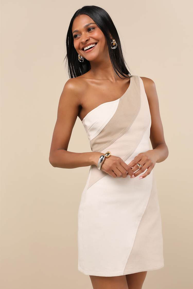 strapless open back dress Sharp Women's Color Blocking One Shoulder Prom Suit Jacket with Belt, Burgundy main image 1