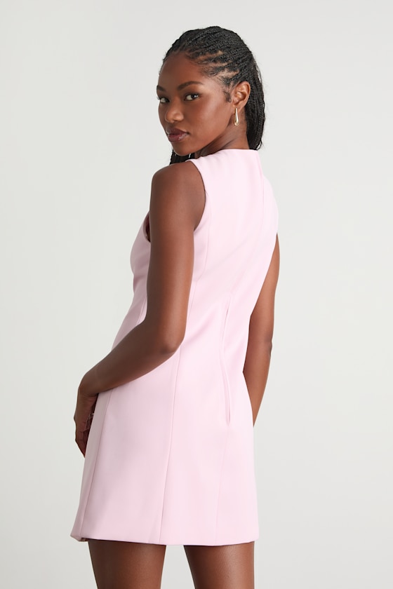 Adelie Light Pink Double Breasted Sleeveless Mini Dress 2