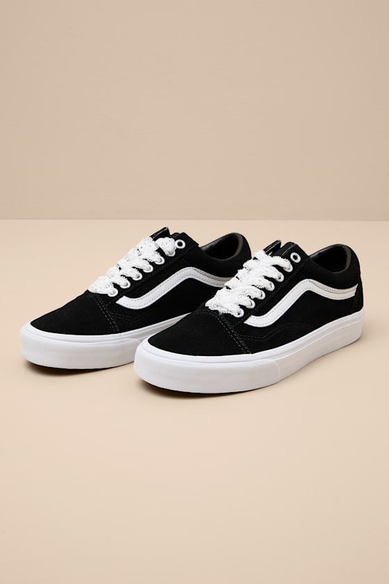 Old Skool Pop Lace Black Suede Leather Sneakers 2