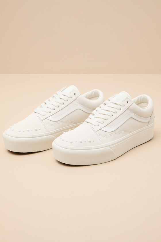 Old Skool Pearls Marshmallow Platform Suede Sneakers