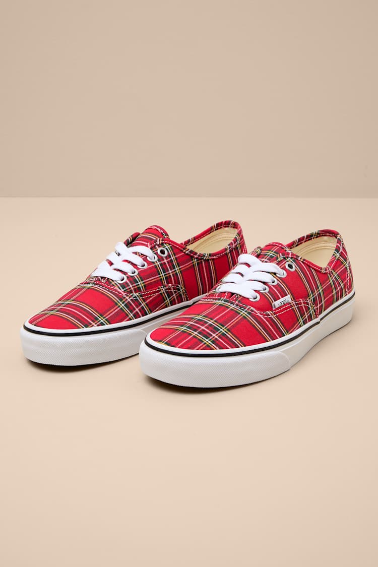Authentic Plaid Red Lace-Up Sneakers