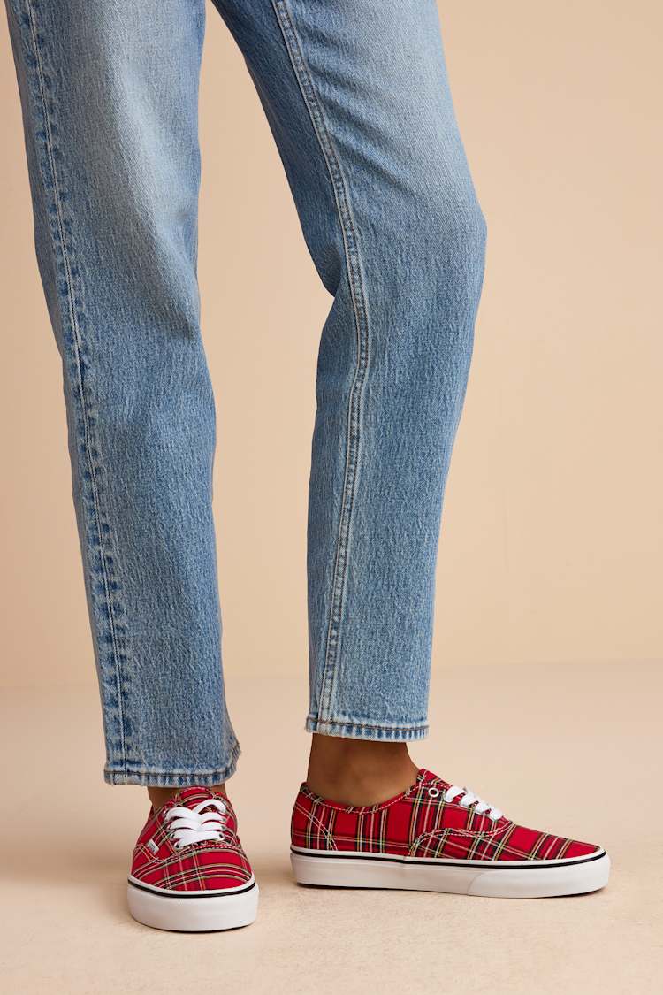 Authentic Plaid Red Lace-Up Sneakers