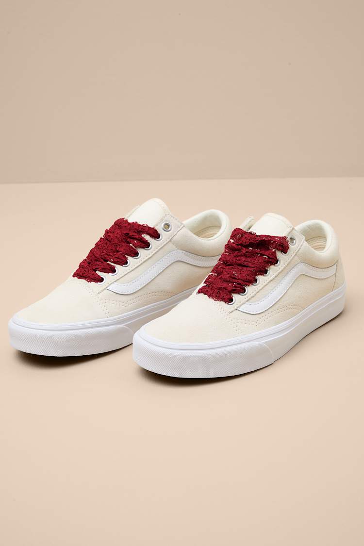 Vans Old Skool  Leather Pop White and Red Low-Tops Vans Old Skool  main image 2