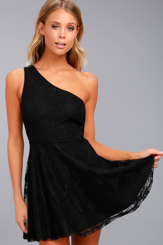 NBD Camilla - Black Lace Dress - Skater Dress - Lulus