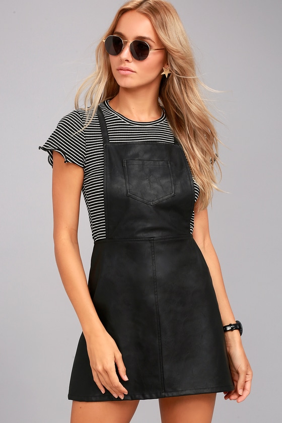 pinafore dress leather