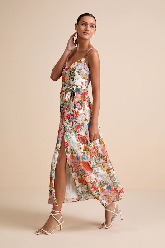 Lera White Multi Paisley Print Surplice Midi Dress 3