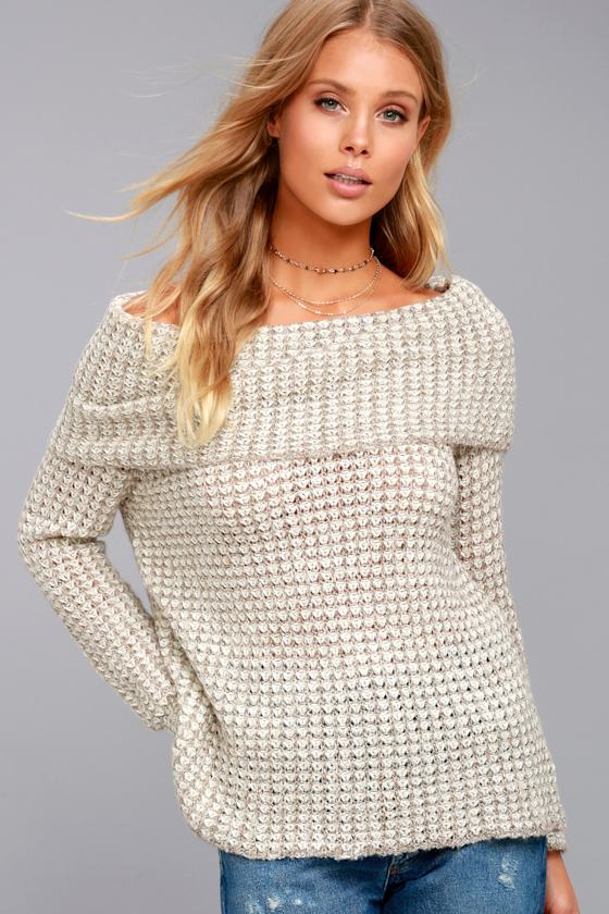 Beige off the shoulder jumper Clearance