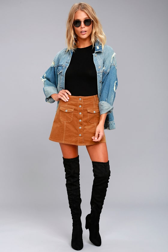 Rhythm Pennylane Tan Corduroy Mini Skirt 2