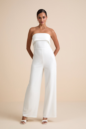 Carmo White Strapless Straight Leg Jumpsuit 1