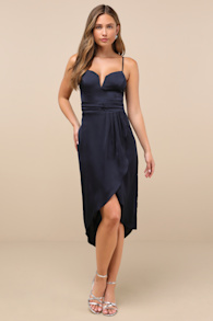 My Favorite Day Navy Tulip Skirt Midi Dress 2
