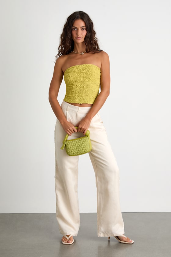 Vannah Ivory Linen Crochet Lace Wide-Leg Pants - thumbnail 5