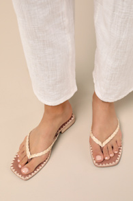 Barty Light Natural Raffia Flip Flop Sandals 1