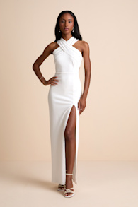 Head to Cocktail Hour White Halter Neck Maxi Dress 2