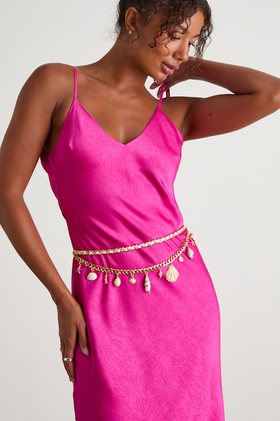 Maris Gold Seashell Charm Layered Chain Belt 3