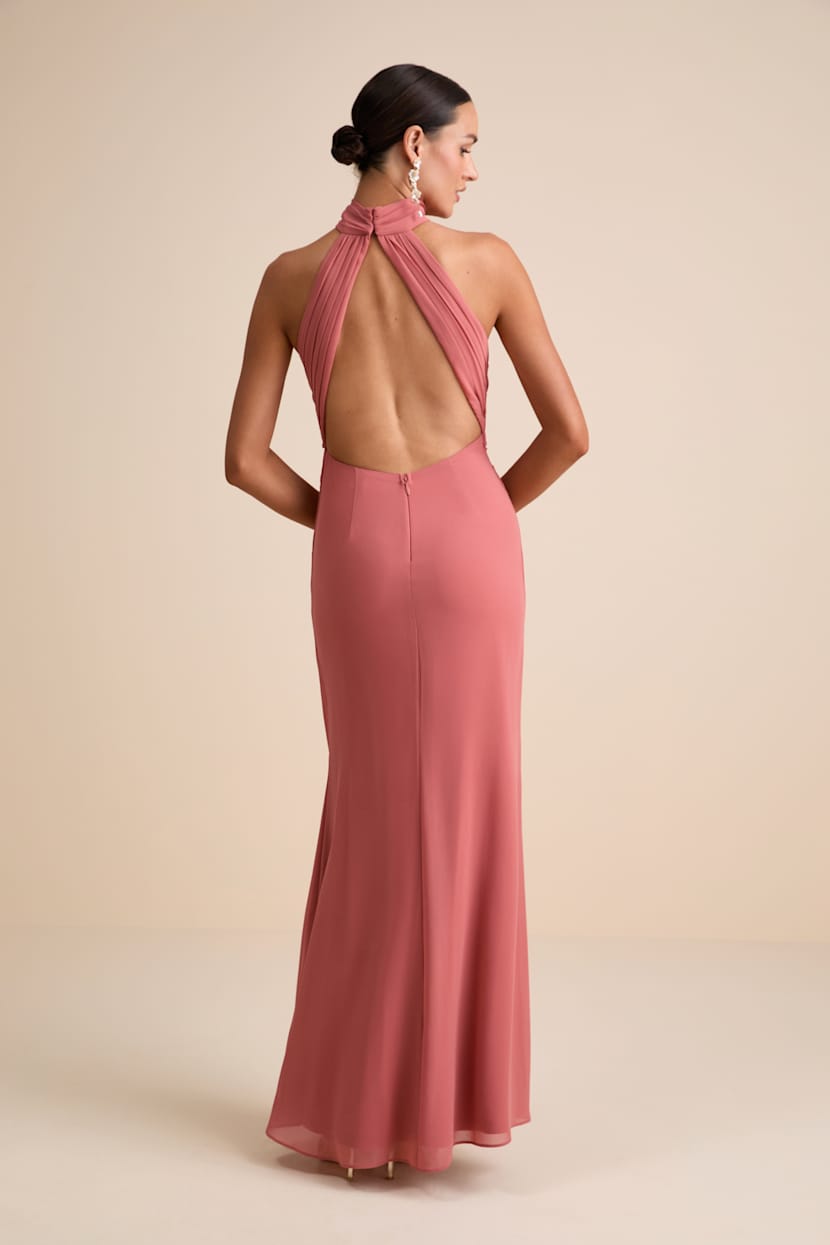 mock neck backless dress Azula Mock Neck Open Back Maxi Dress Green / Small main image 0