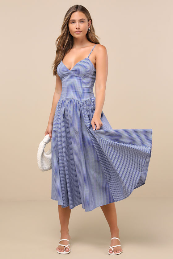 ◆Loulouseoul◆ Picnic Gingham Dress Blue Light Blue Gingham Dress - Skater Mini Dress - Cute Tiered