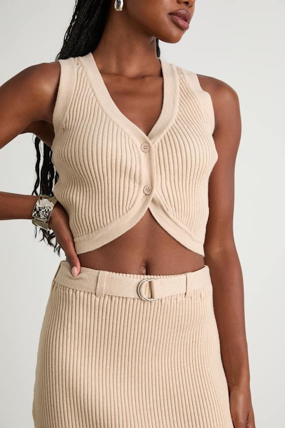 Mariah Cream Ribbed Two-Piece Sweater Midi Dress 2
