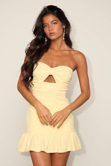 Yellow Strapless Dresses for Women - Lulus
