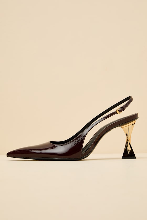 Elisha Maplewood Pointed-Toe Slingback Pumps 1