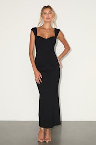 Samai Black Cap Sleeve Bodycon Midi Dress 1