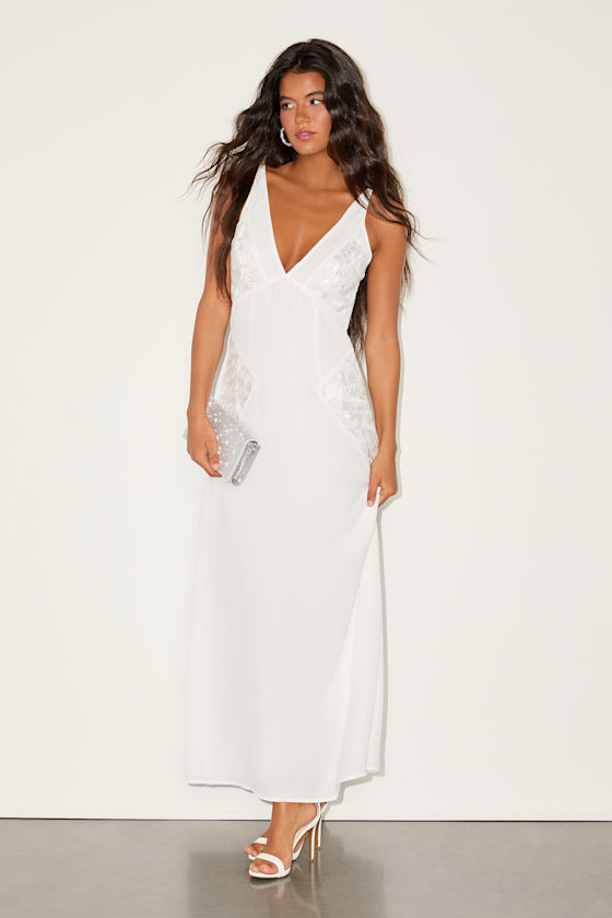 Julissa White Embroidered Tie-Back Maxi Dress - thumbnail 2