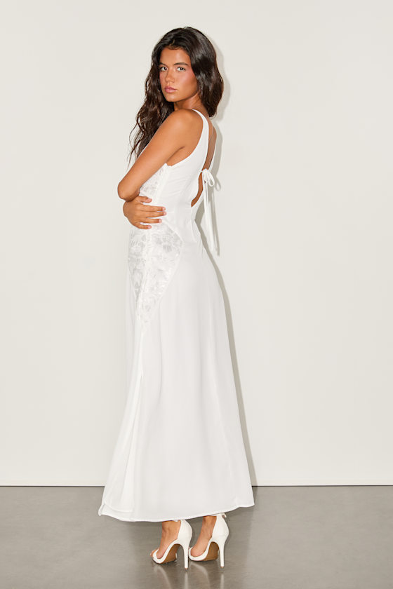Julissa White Embroidered Tie-Back Maxi Dress - thumbnail 4