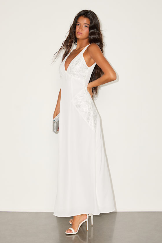 Julissa White Embroidered Tie-Back Maxi Dress - thumbnail 5