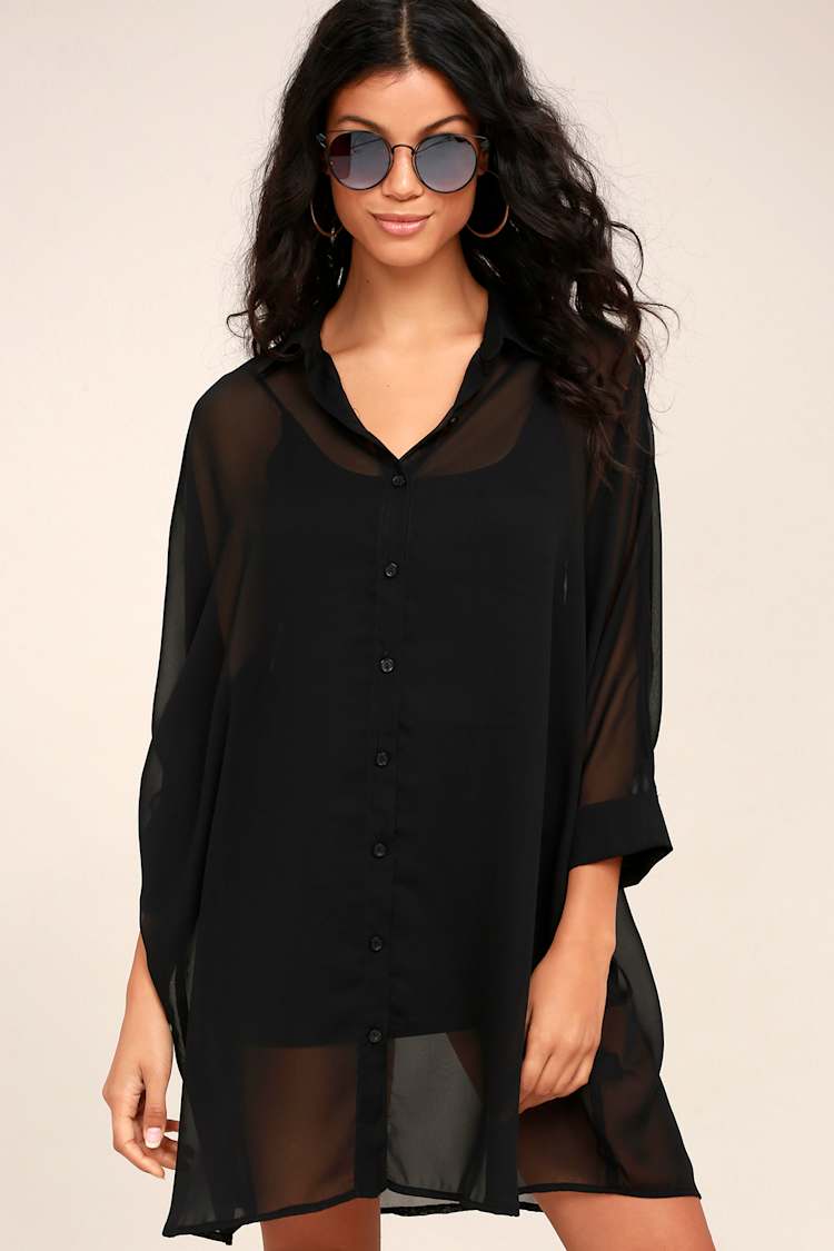 Cute Sheer Shirt Dress - Black Shirt Dress - Lulus Cute Sheer Shirt Dress - Black Shirt Dress - Lulus