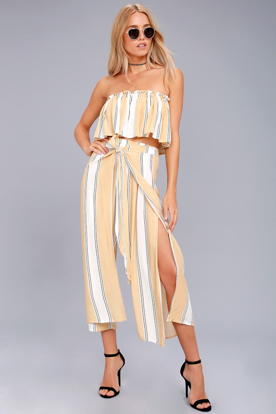Faithfull the Brand Sands Island Beige Striped Pants 3