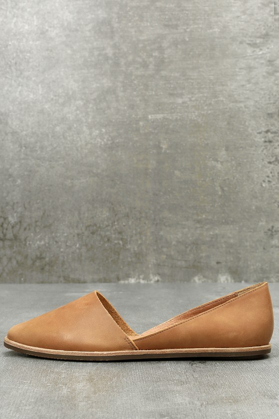 tan leather pointed flats